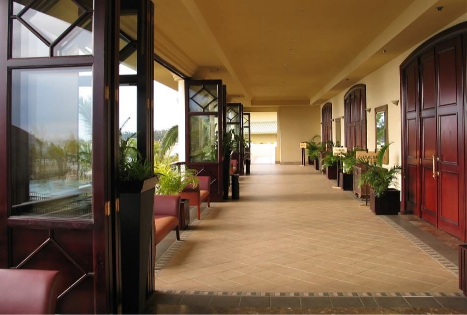 Long hallway to conference rooms